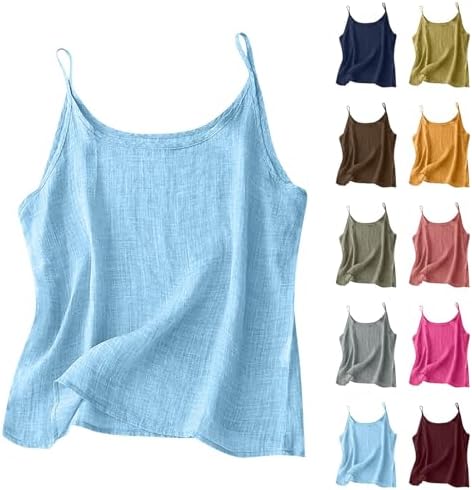 Amazon.com: Generic Women's Cotton Linen Camisole Tank Top Loose